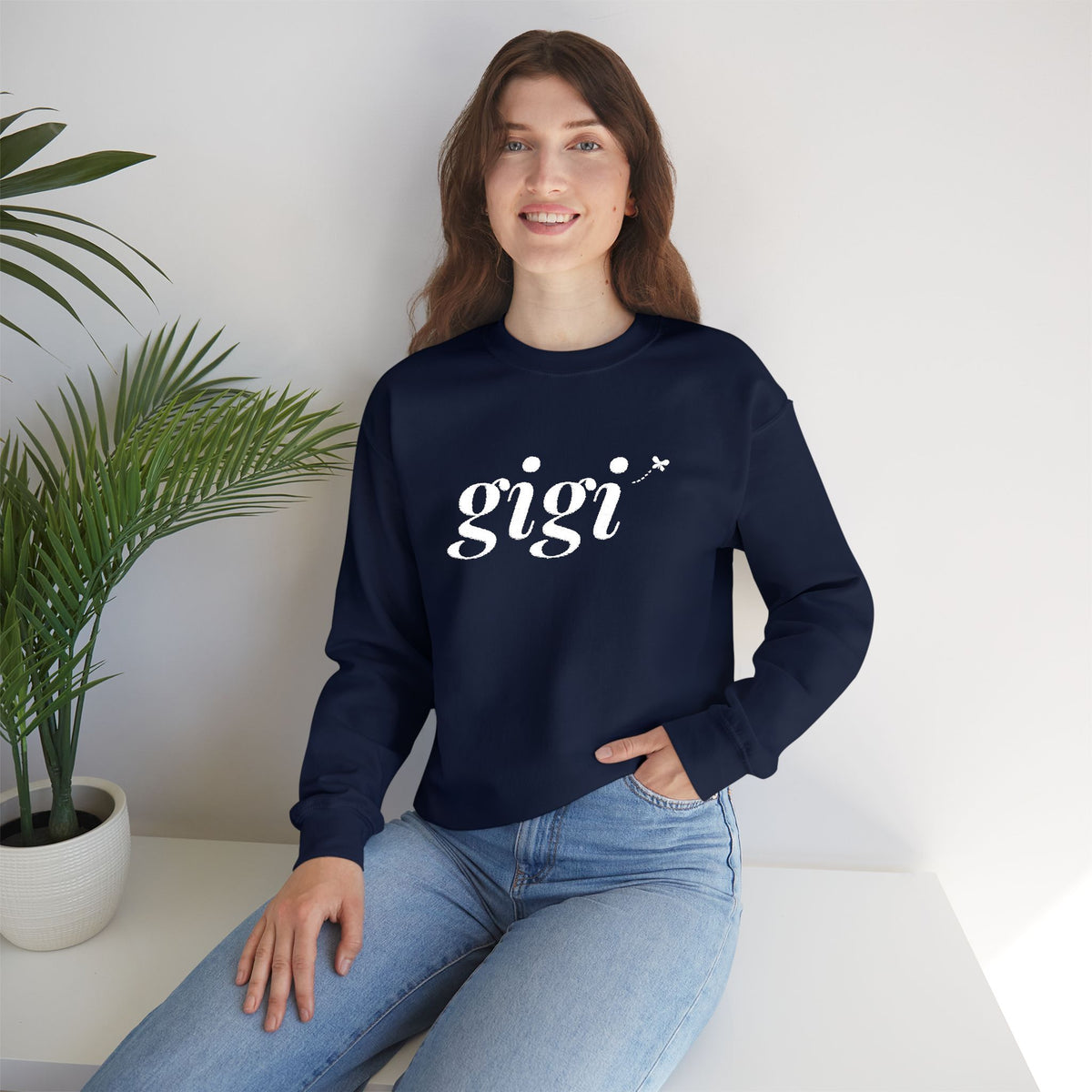 Personalized Gigi embroidered sweatshirt with grandkids initials on cuff