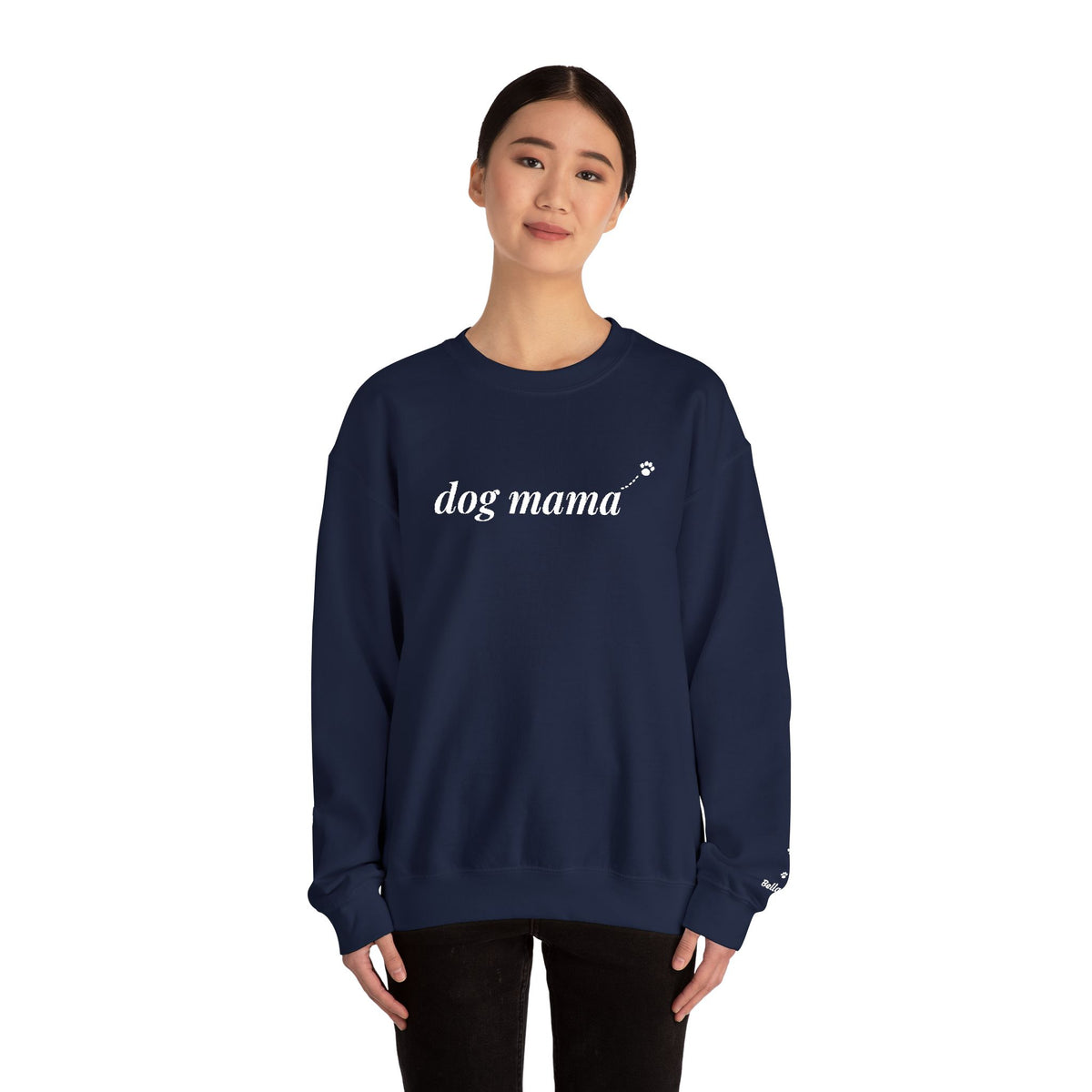 Dog Mama Sweatshirt, Personalized Dog Name on Sleeve, Embroidered Dog Mom Crewneck, Custom Pet Name Gift, Dog Lover Christmas Gift