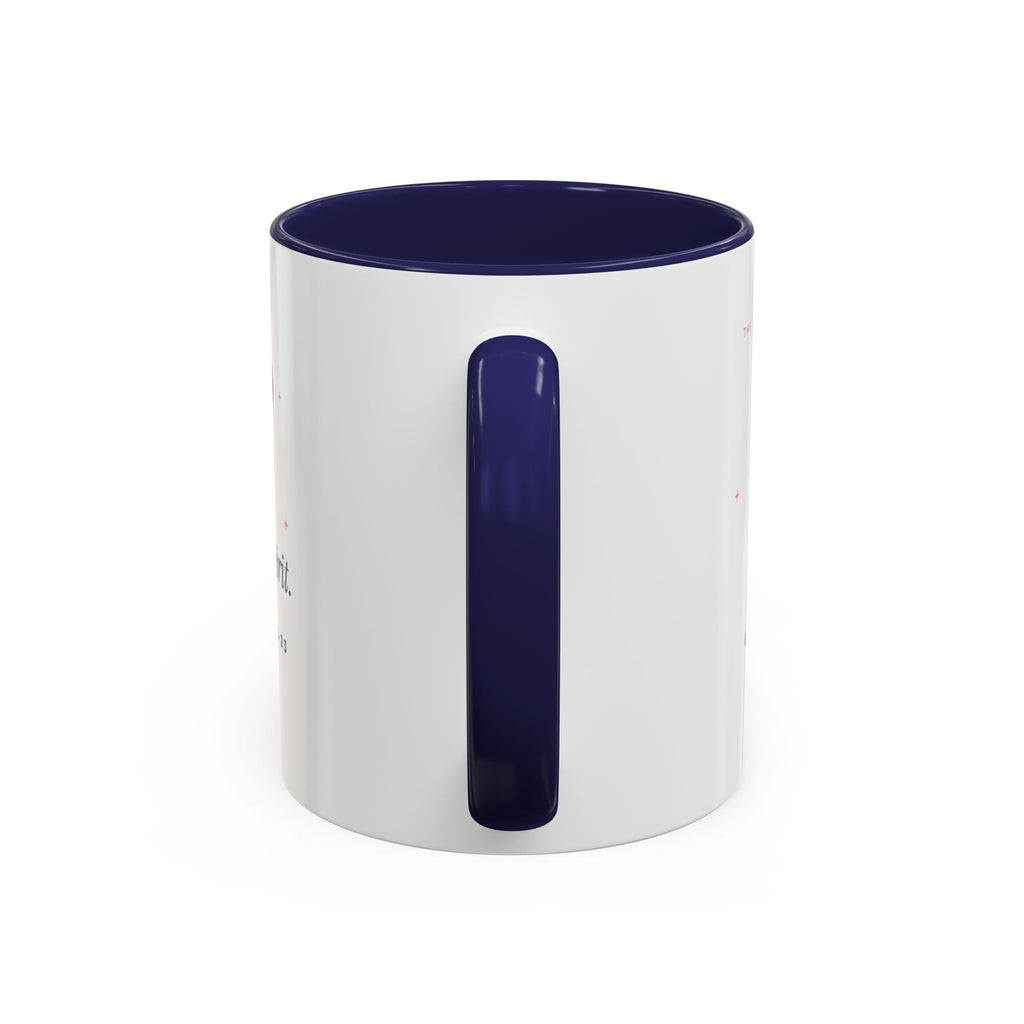 Fruit of the Spirit Accent Mug | Galatians 5:22-23 Butterfly Christian Coffee Mug with Navy Handle | Faith Gift 11oz