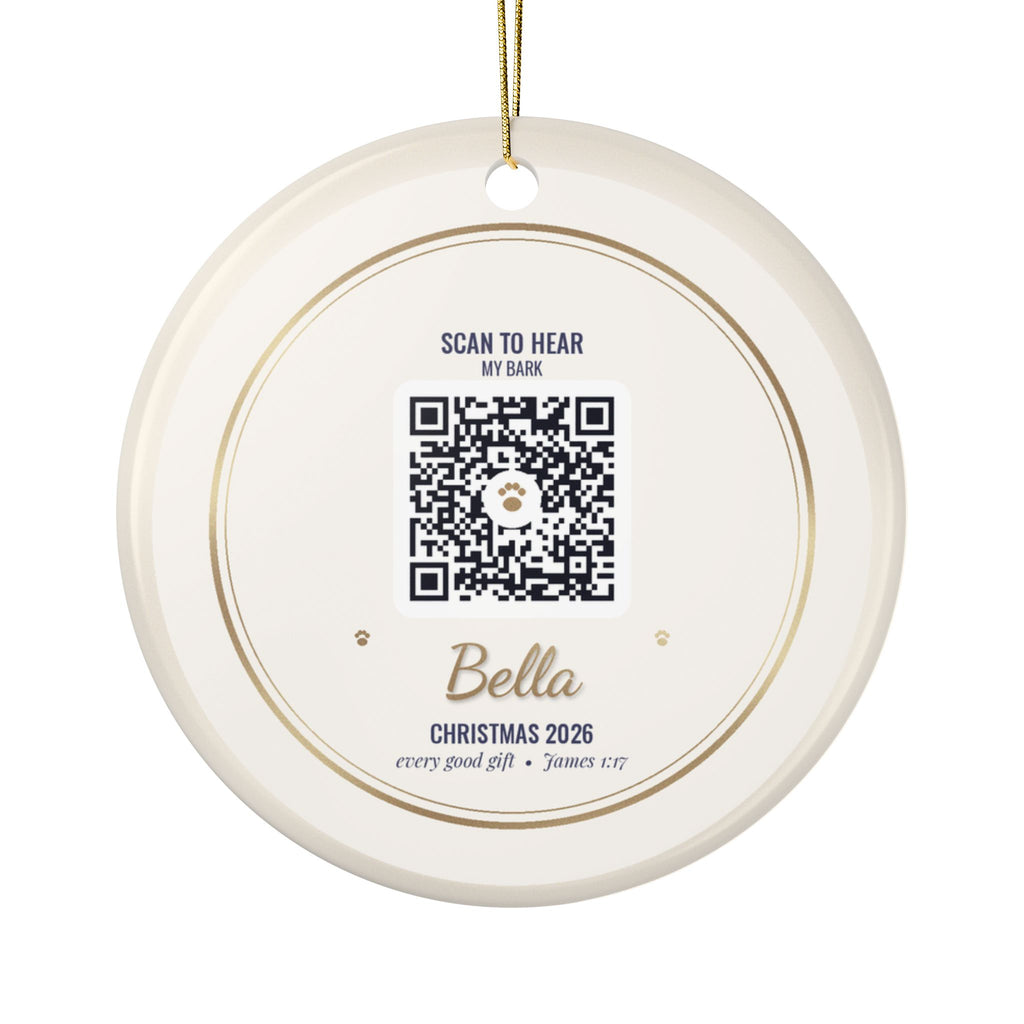 Dog Christmas Ornament from Your Photo, Personalized Pet Portrait Ornament, Optional Bark QR Code