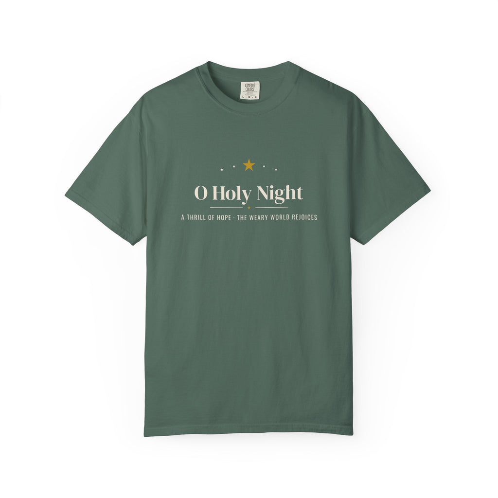 O Holy Night Christian Christmas hymn t-shirt with gold star