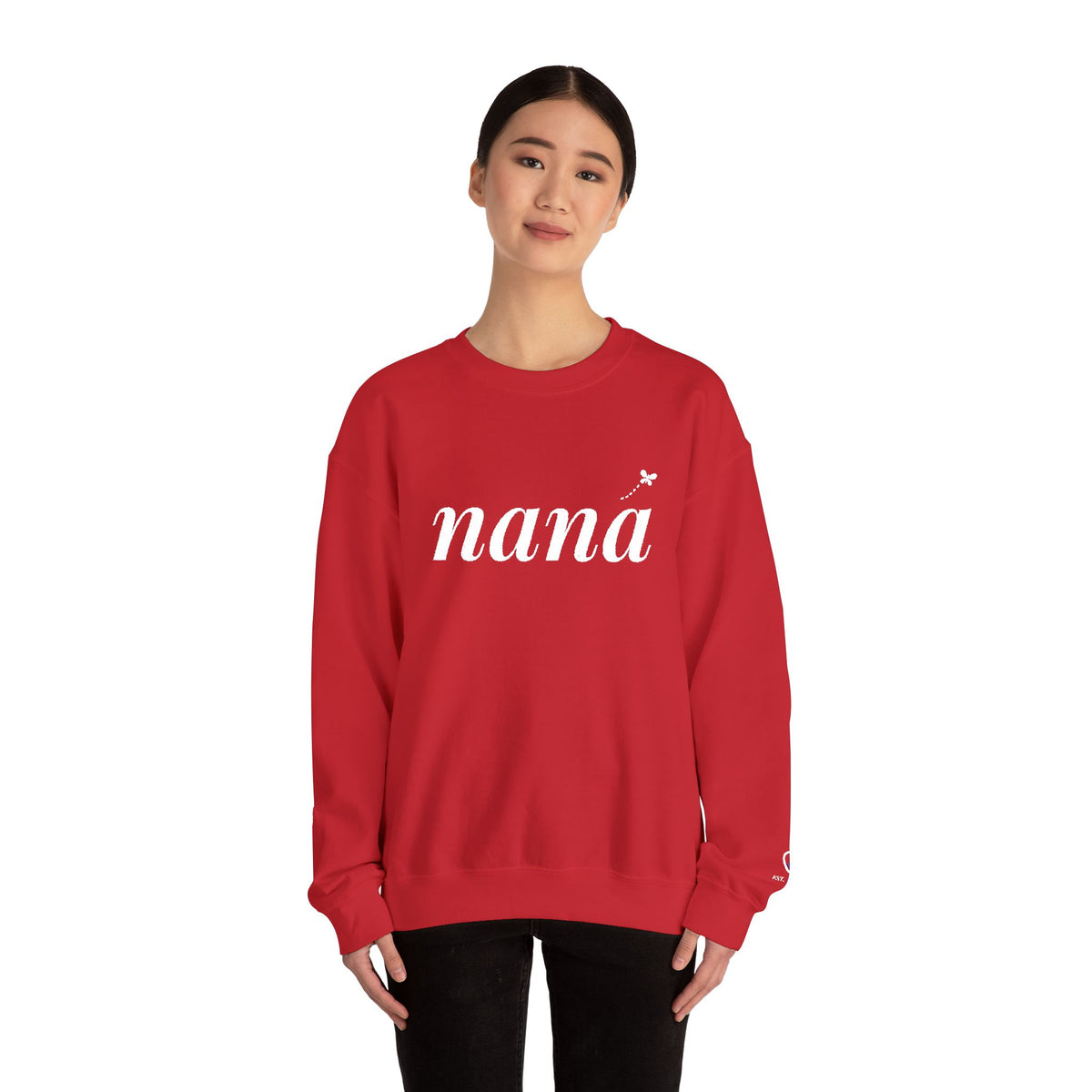 Personalized Nana Sweatshirt, Embroidered Nana Crewneck, Grandchild's Initial on Sleeve, White Thread, Grandma Christmas Gift