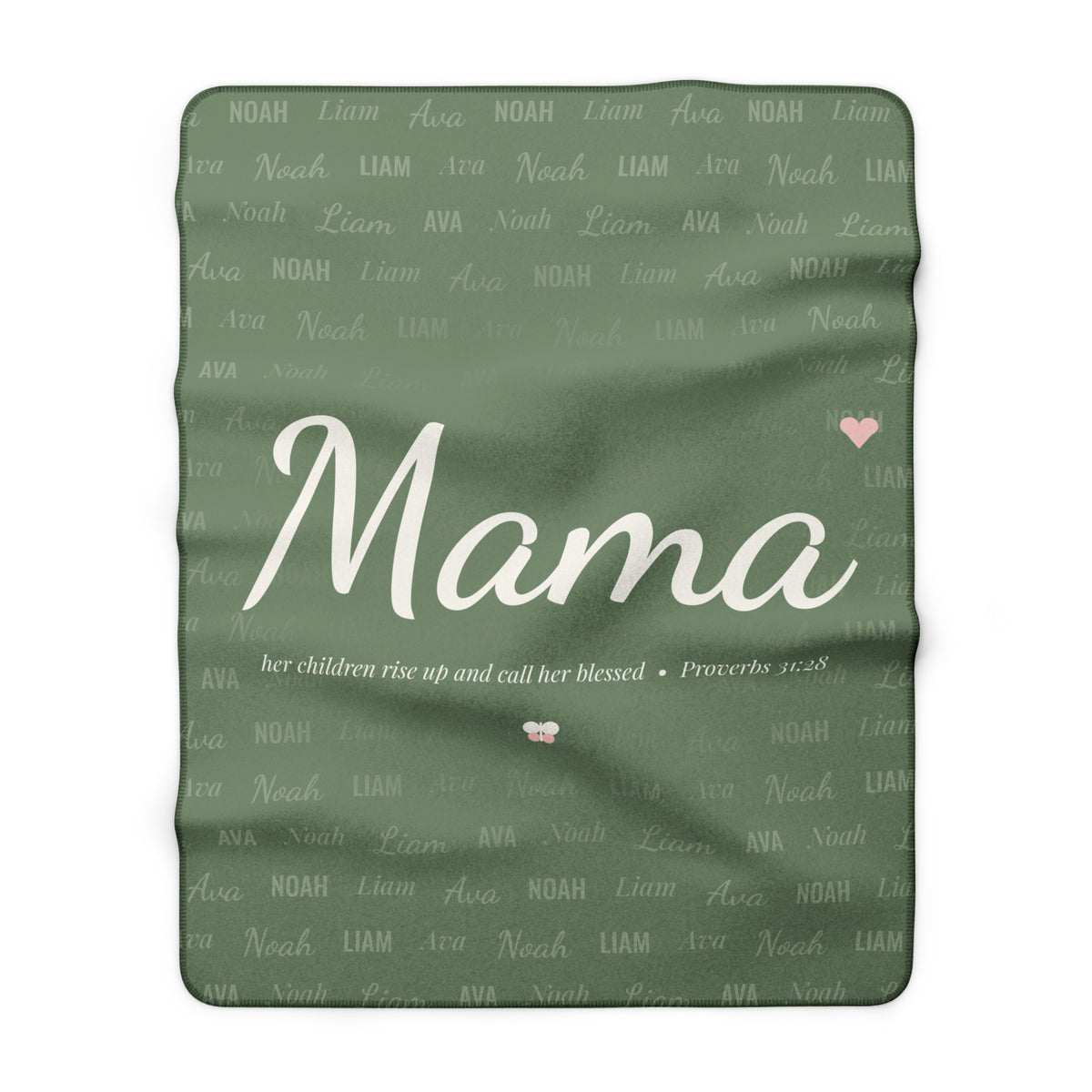 Personalized Mama Blanket with Kids Names, Sherpa Fleece Throw, Christian Mom Gift, Proverbs 31:28
