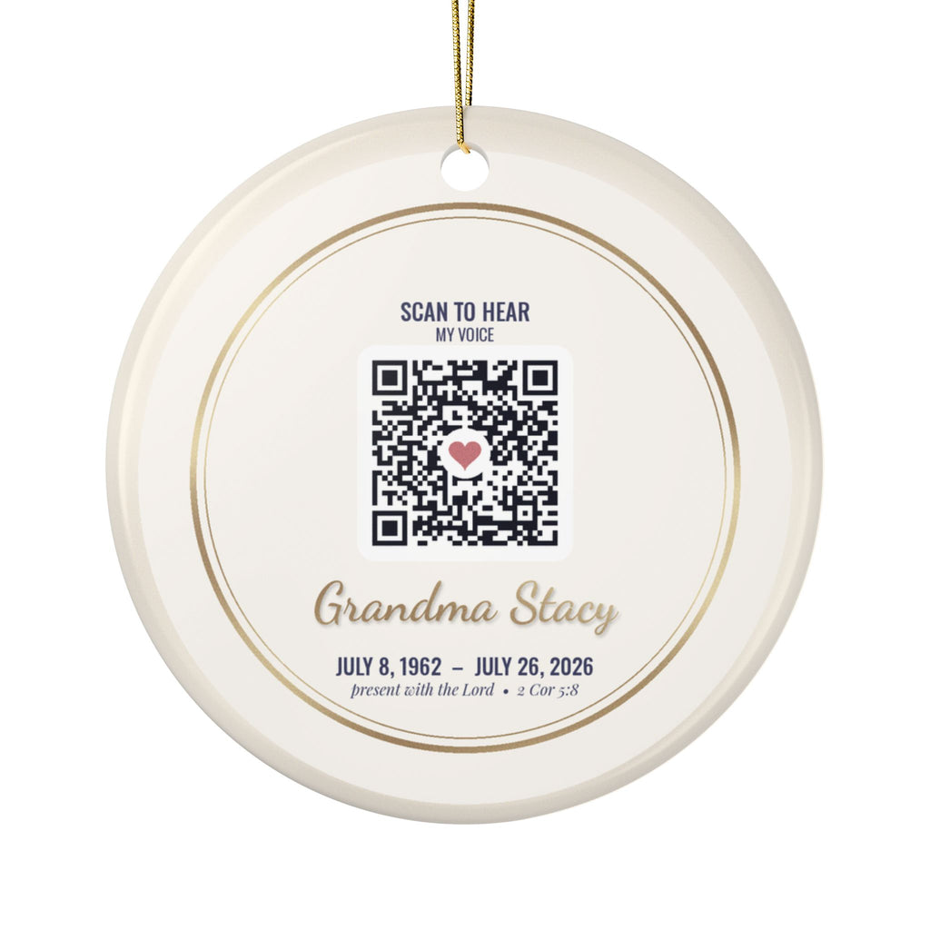 Angel Memorial Ornament, Personalized In Loving Memory Christmas Ornament with Optional Voice QR Code