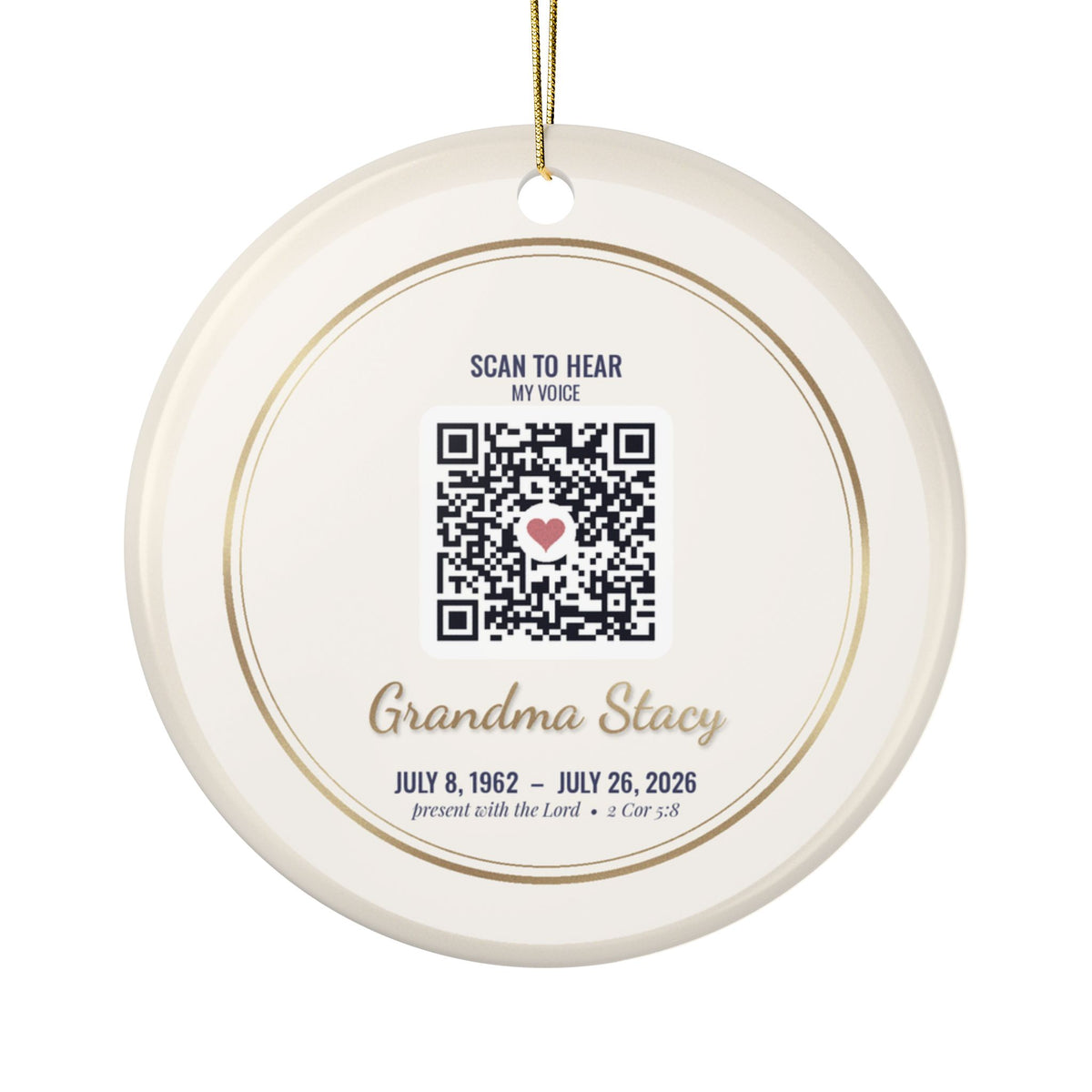 Angel Memorial Ornament, Personalized In Loving Memory Christmas Ornament with Optional Voice QR Code
