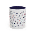 Fruit of the Spirit Pattern Accent Mug | Galatians 5:22-23 Christian Coffee Mug with Navy Handle | Faith Gift 11oz