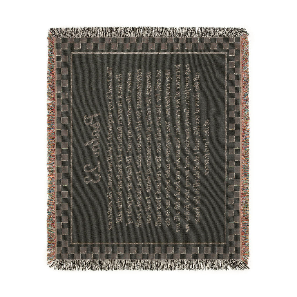 Psalm 23 Woven Blanket, The Lord Is My Shepherd Scripture Throw, Checkered Woven Cotton Bible Verse Blanket