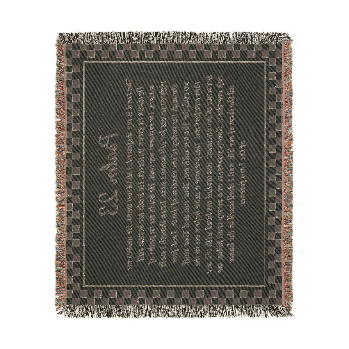 Psalm 23 Woven Blanket, The Lord Is My Shepherd Scripture Throw, Checkered Woven Cotton Bible Verse Blanket