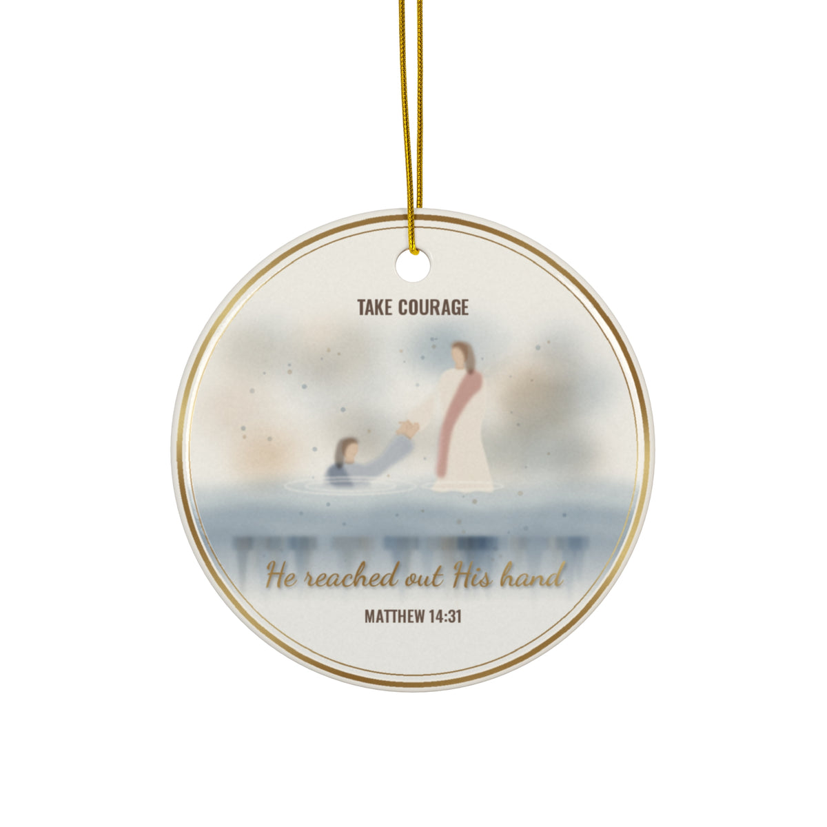Jesus Reaching for Peter Christmas Ornament - Matthew 14:31