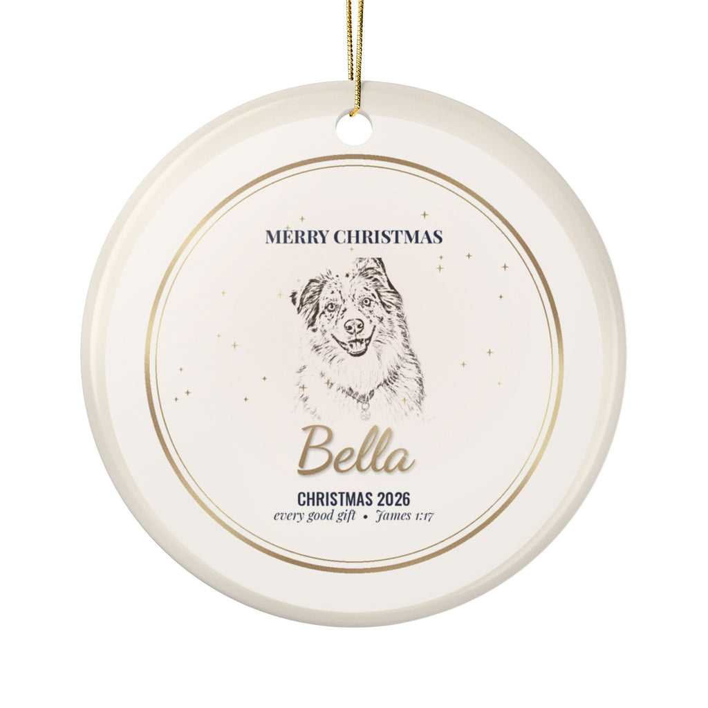 Dog Christmas Ornament from Your Photo, Personalized Pet Portrait Ornament, Optional Bark QR Code
