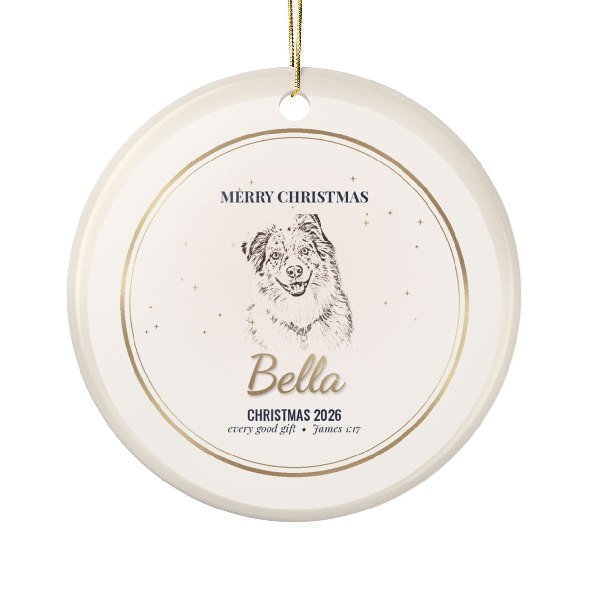 Dog Christmas Ornament from Your Photo, Personalized Pet Portrait Ornament, Optional Bark QR Code