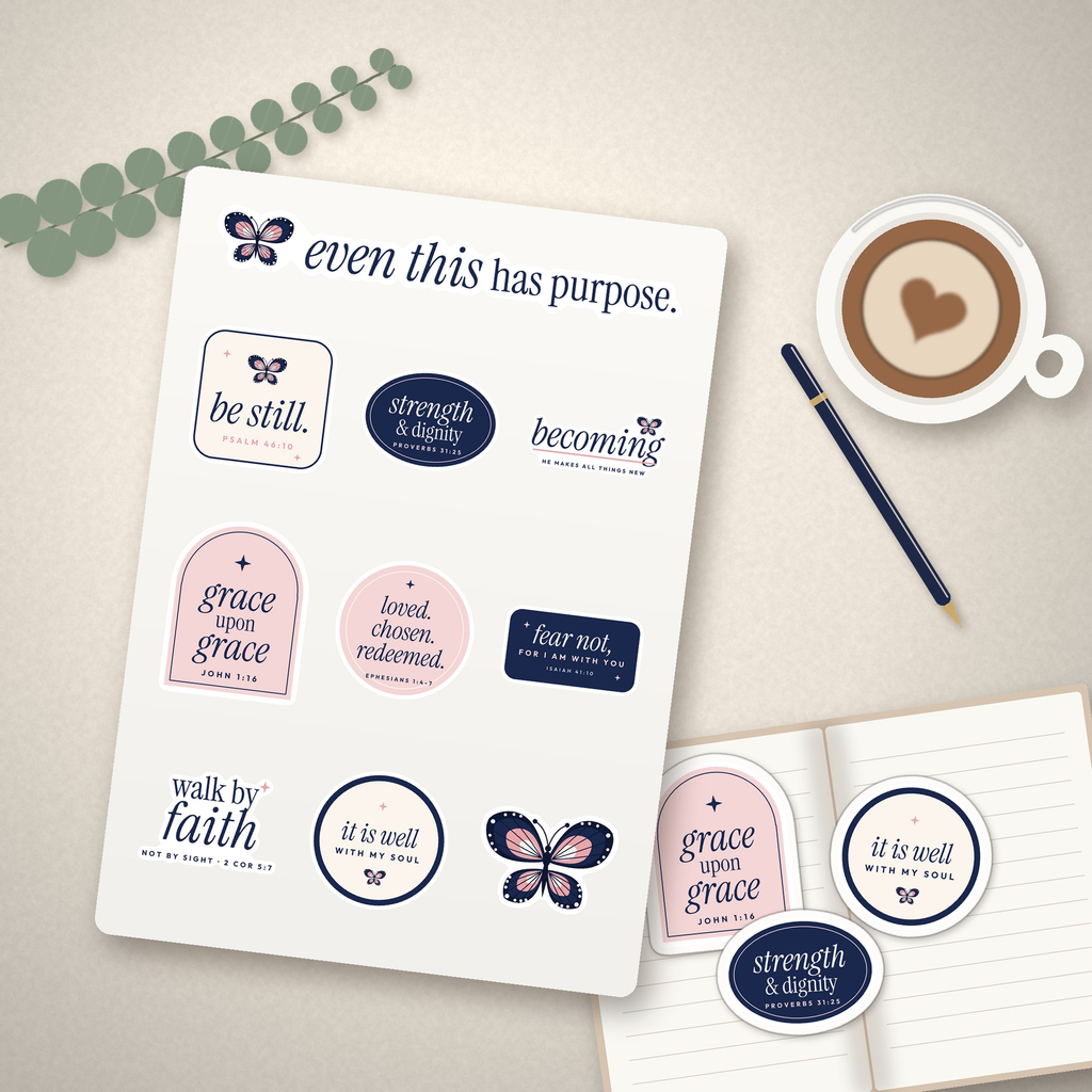 Butterfly Christian Bible verse sticker sheet