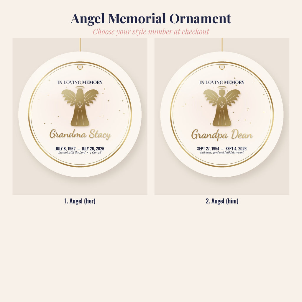 Angel Memorial Ornament, Personalized In Loving Memory Christmas Ornament with Optional Voice QR Code
