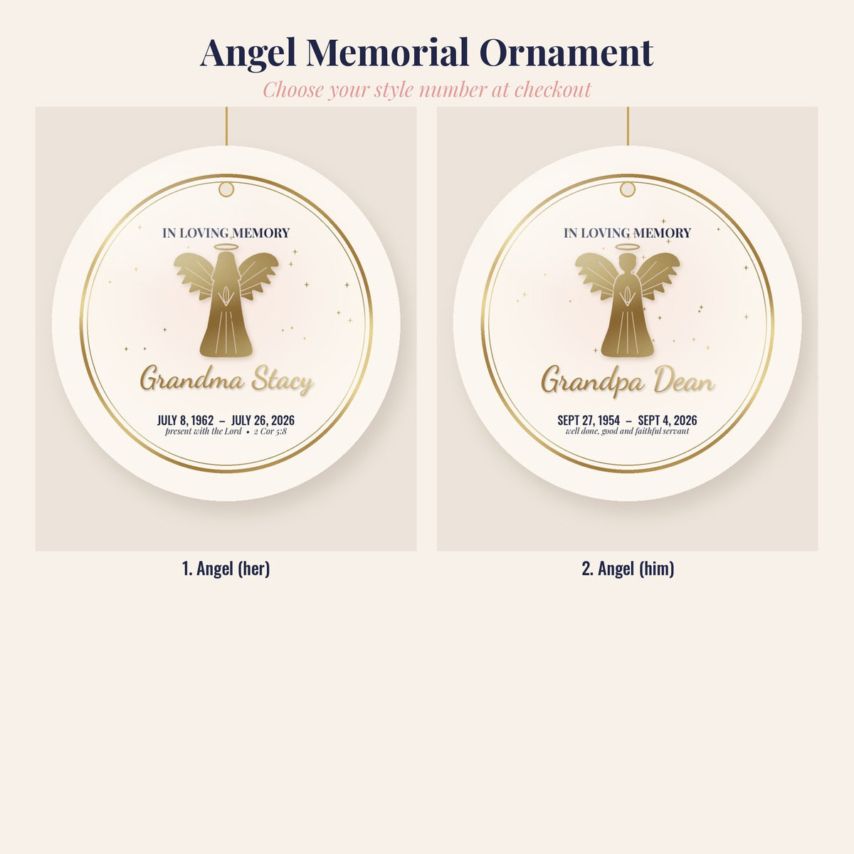 Angel Memorial Ornament, Personalized In Loving Memory Christmas Ornament with Optional Voice QR Code