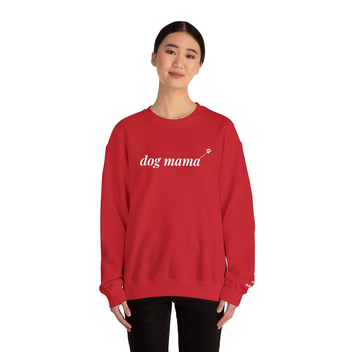 Dog Mama Sweatshirt, Personalized Dog Name on Sleeve, Embroidered Dog Mom Crewneck, Custom Pet Name Gift, Dog Lover Christmas Gift
