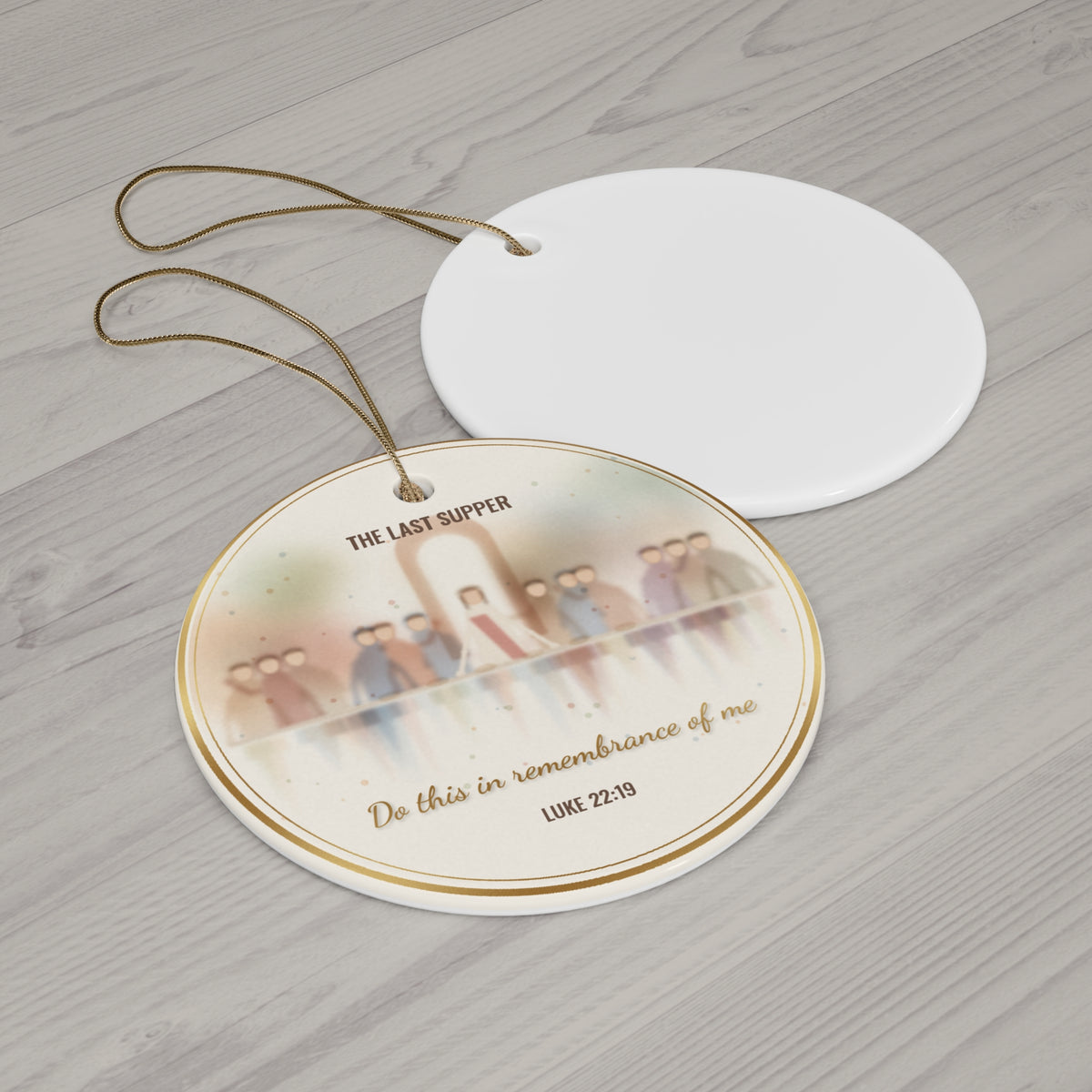 Last Supper Christmas Ornament, Watercolor Christian Ornament, Do This in Remembrance of Me Luke 22:19, Faith Gift