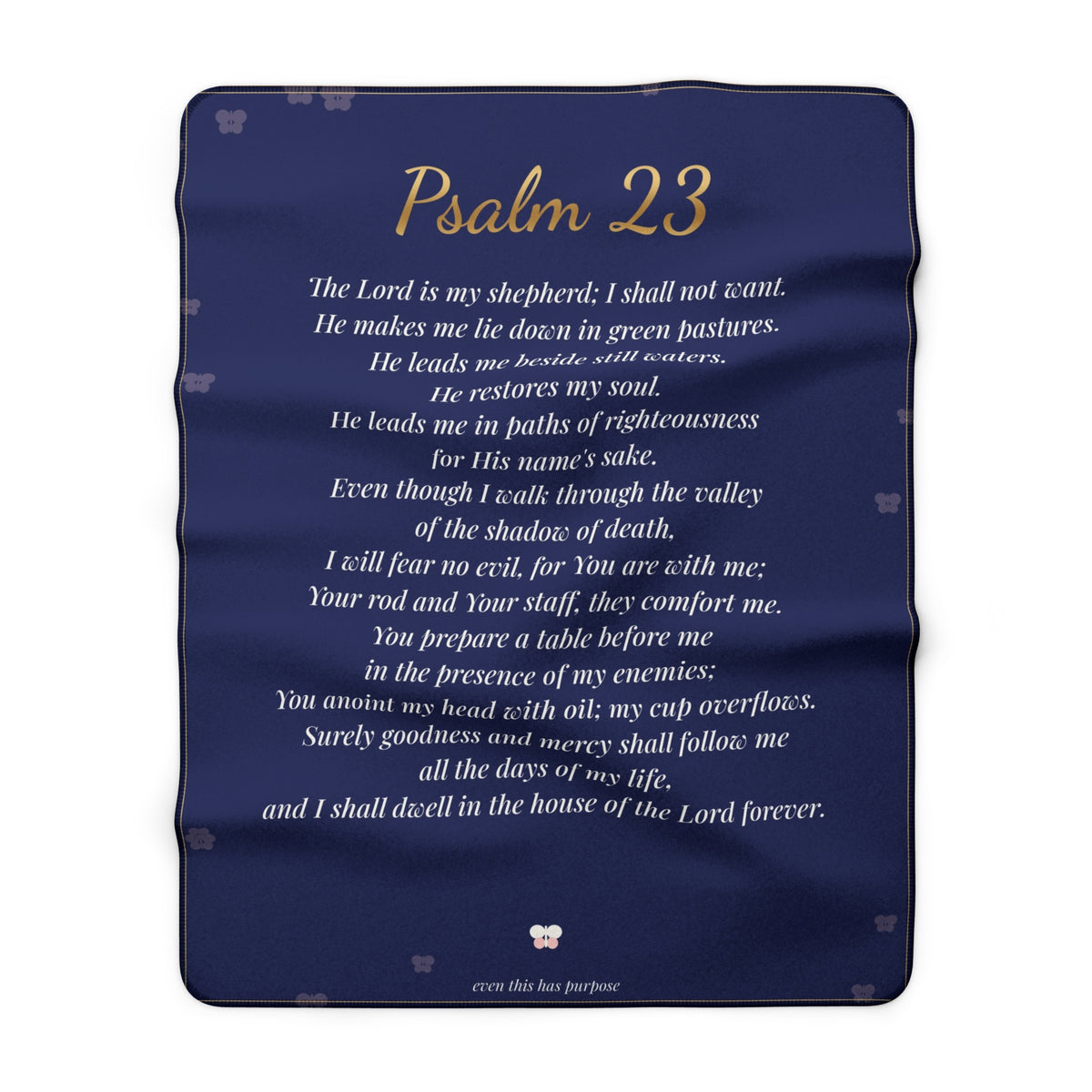 Psalm 23 Blanket in Navy, The Lord Is My Shepherd Scripture Throw, Sherpa Fleece Bible Verse Blanket, Christian Comfort Gift