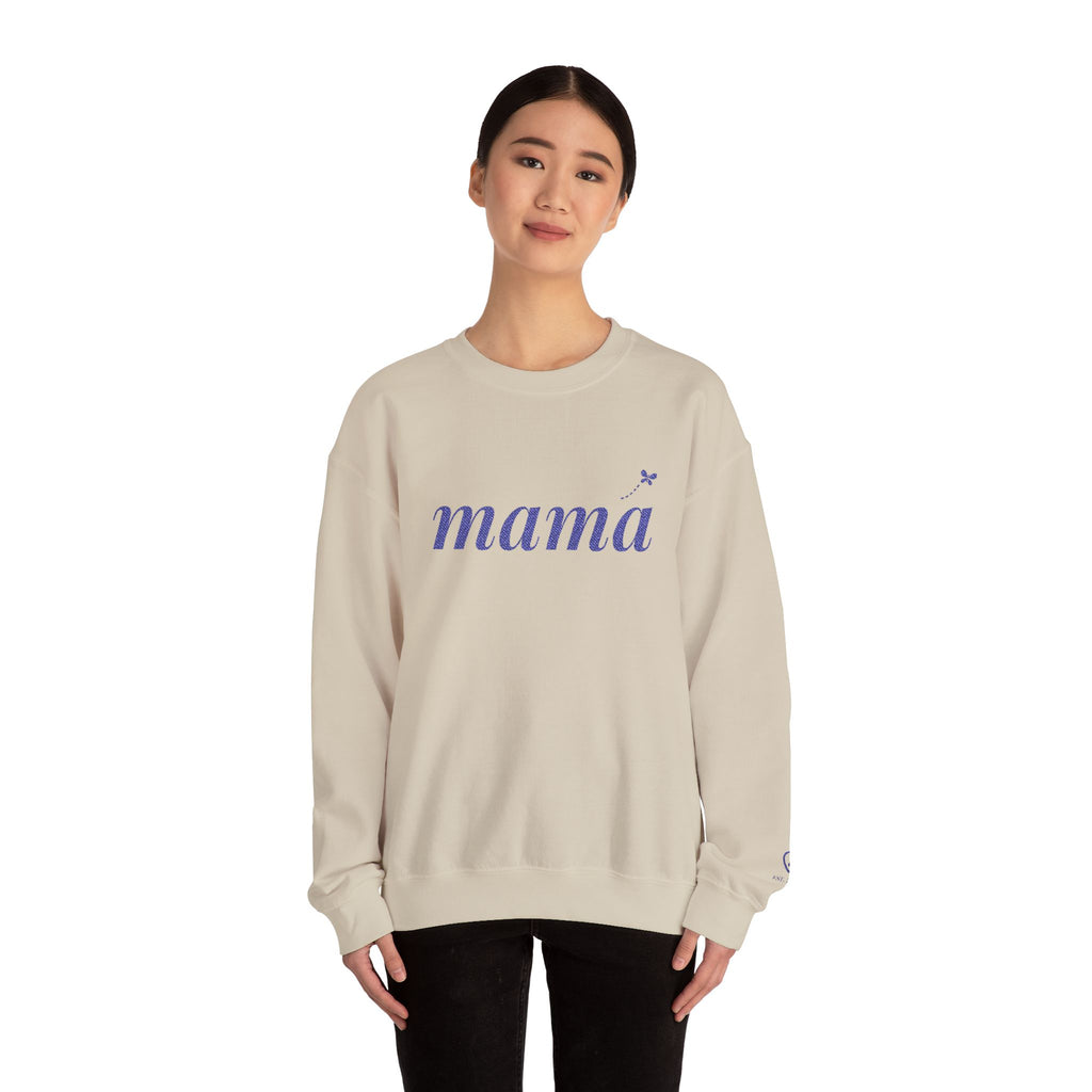 Personalized Mama Sweatshirt, Embroidered Mama Crewneck, Child's Initial on Sleeve, Navy Thread, Mom Christmas Gift, New Mom Gift