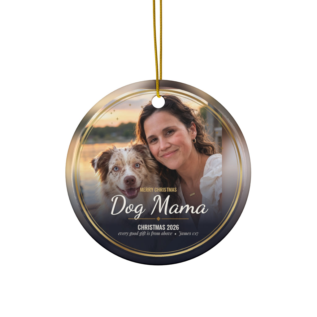 Custom Photo Christmas Ornament 2026, Personalized Ceramic Photo Ornament with Name and Bible Verse
