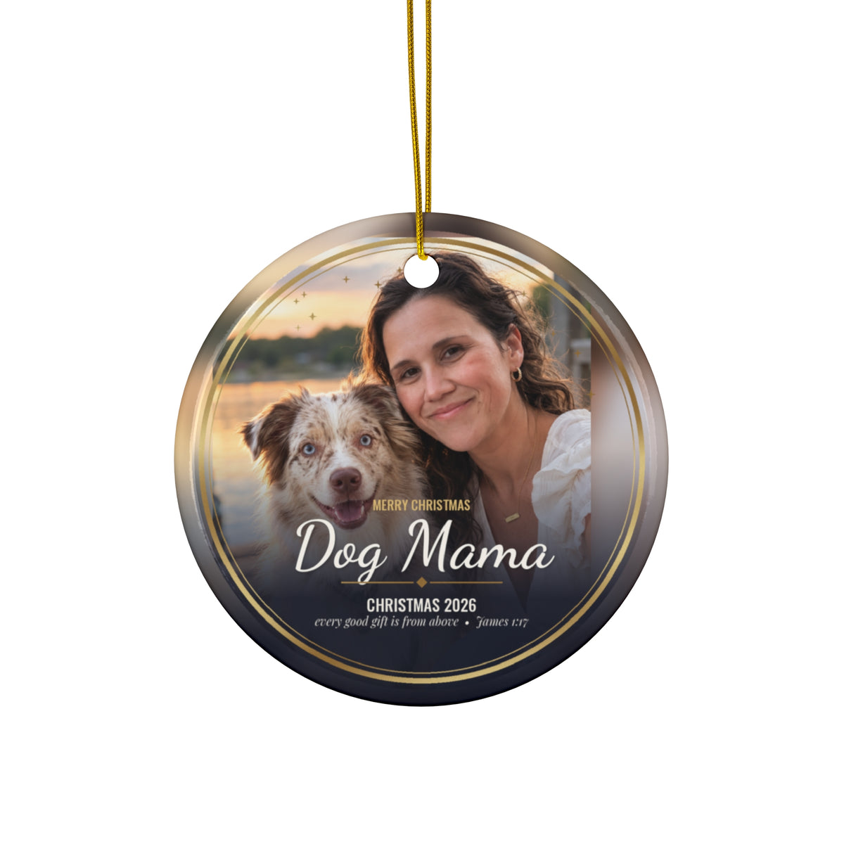 Custom Photo Christmas Ornament 2026, Personalized Ceramic Photo Ornament with Name and Bible Verse
