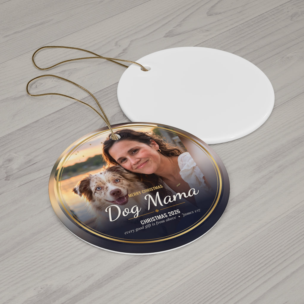 Custom Photo Christmas Ornament 2026, Personalized Ceramic Photo Ornament with Name and Bible Verse