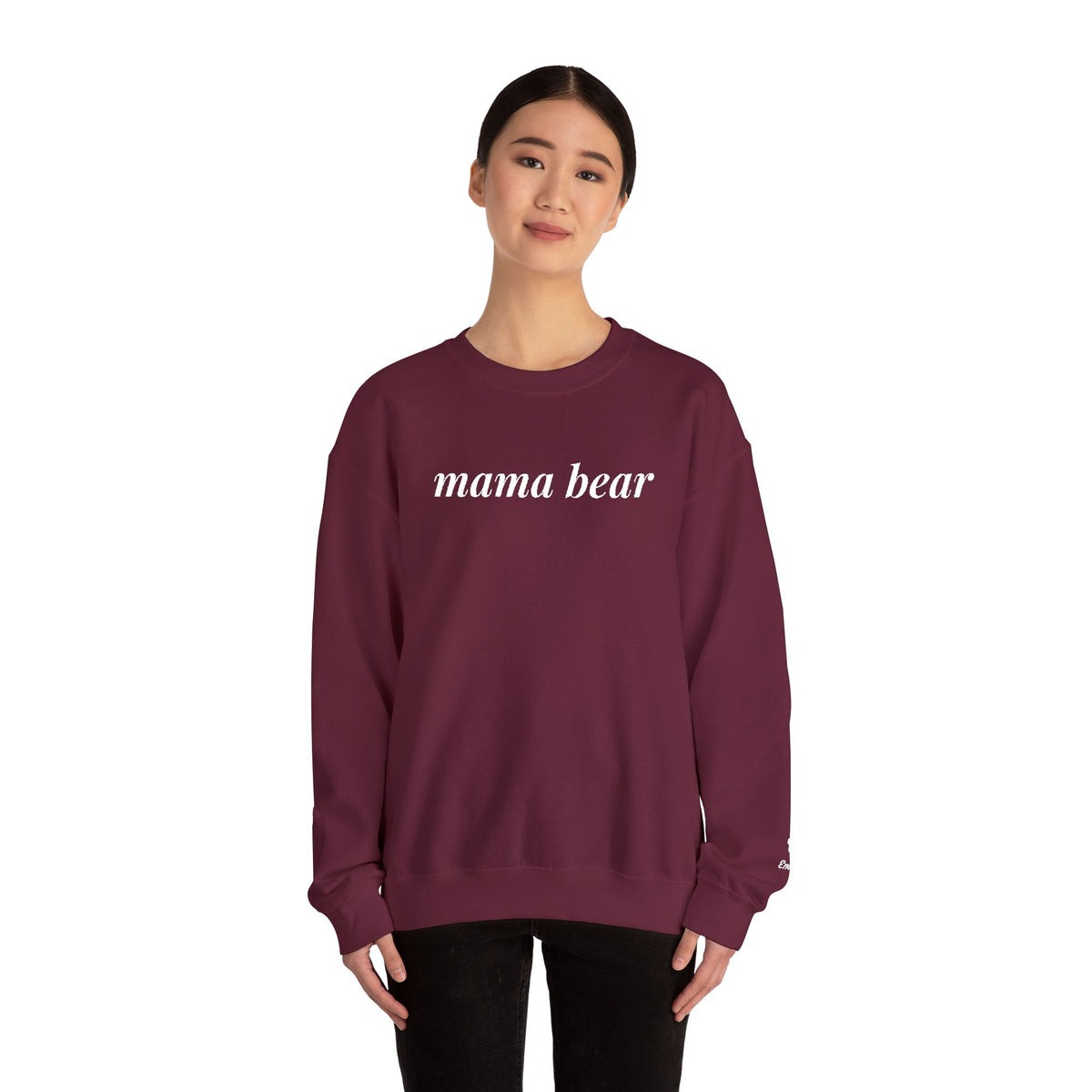 Mama Bear Sweatshirt, Embroidered Mama Bear Crewneck with Kids Names on Sleeve, Personalized Mom Gift, Custom Mama Sweatshirt
