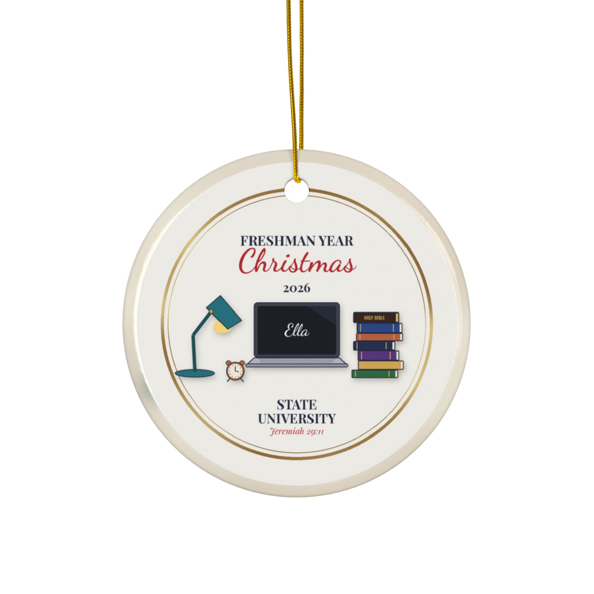 College Student Christmas Ornament 2026, Freshman Year, Future Doctor or Biology Major, Personalized