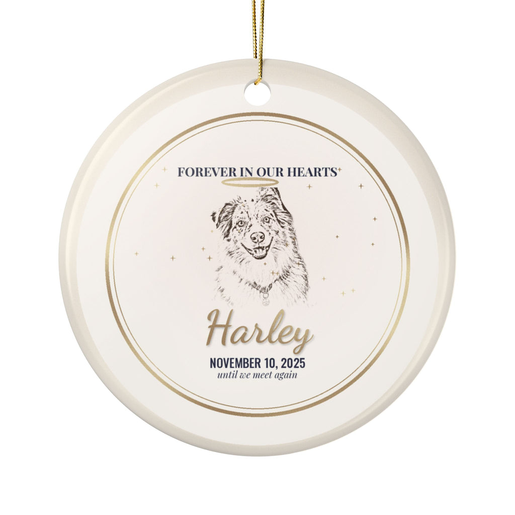 Dog Memorial Ornament from Your Photo, Personalized Pet Loss Gift, Optional Bark QR Code