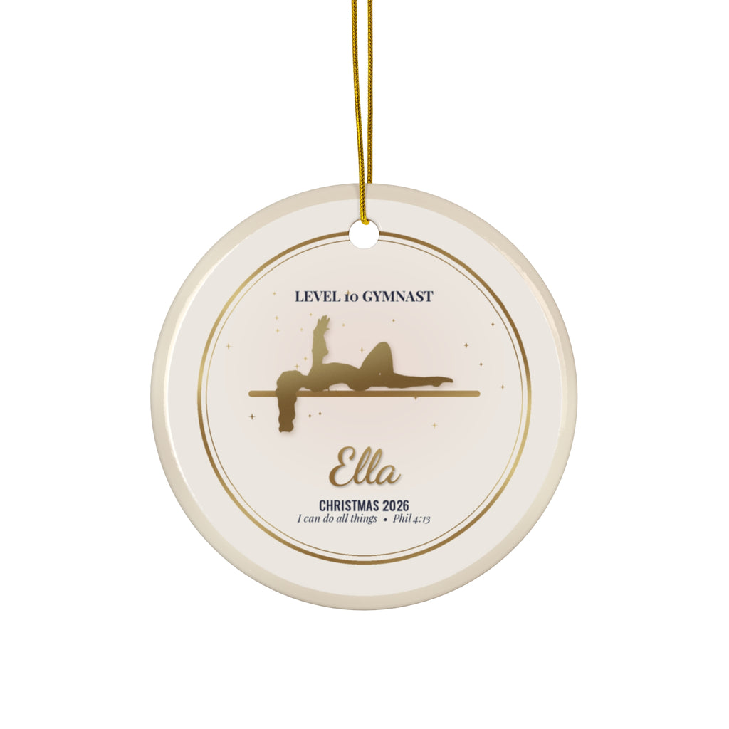 Gymnast Christmas Ornament, Personalized Gymnastics Ornament, Gold Silhouette or Photo