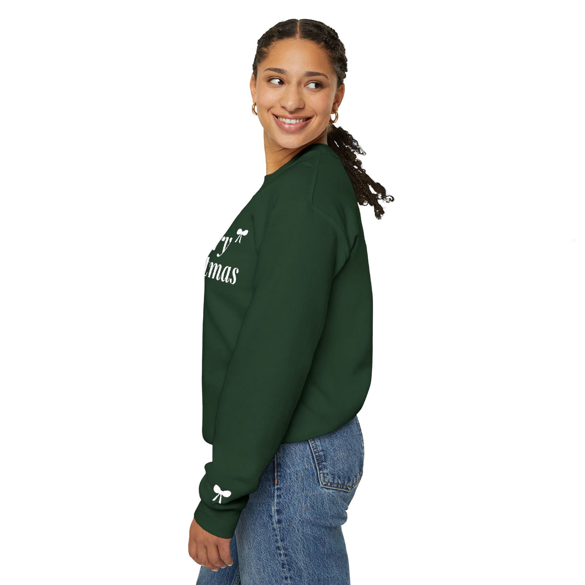 Merry Christmas Embroidered Sweatshirt, Bow Christmas Crewneck for Women, Cute Coquette Holiday Sweater, Christmas Gift for Her