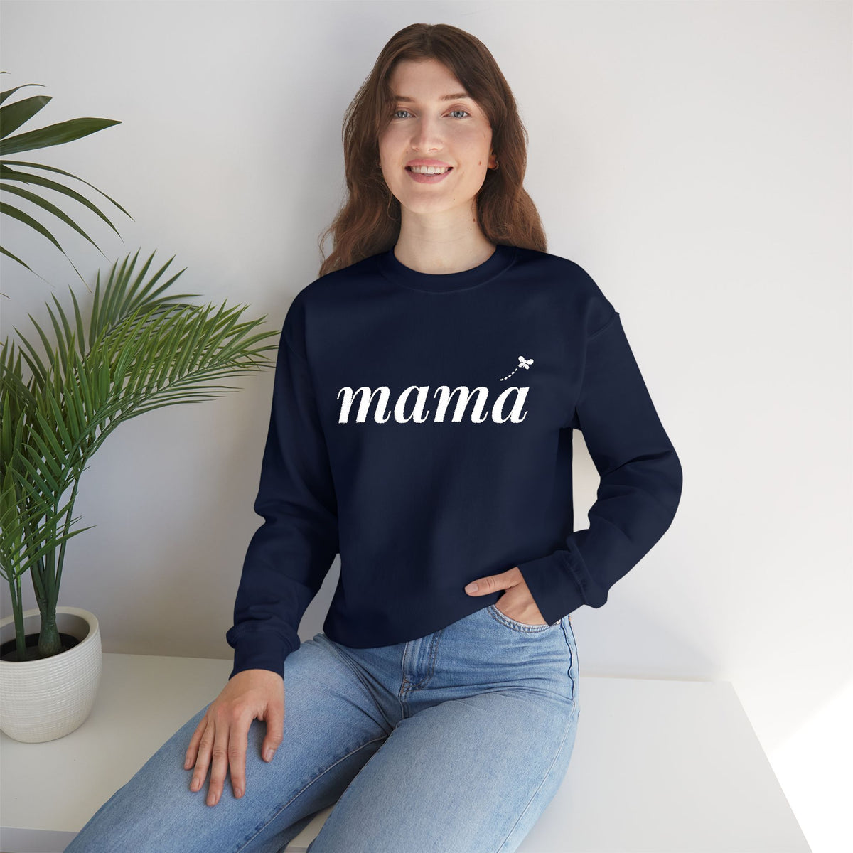 Personalized Mama embroidered sweatshirt with kids initials on cuff