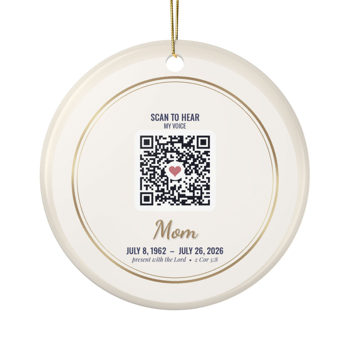 Memorial Photo Ornament, Personalized In Loving Memory Christmas Ornament with Optional Voice QR Code Back