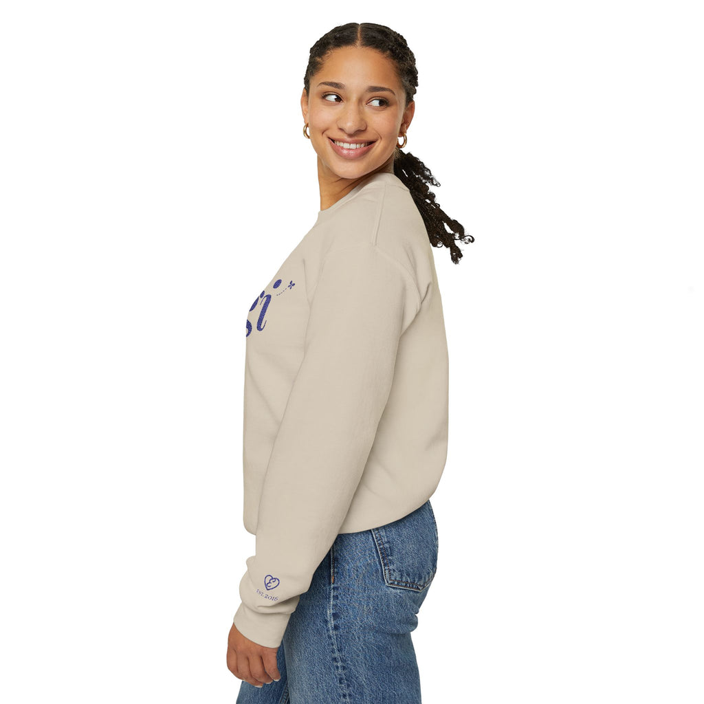 Personalized Gigi Sweatshirt, Embroidered Gigi Crewneck, Grandchild's Initial on Sleeve, Navy Thread, Grandma Christmas Gift