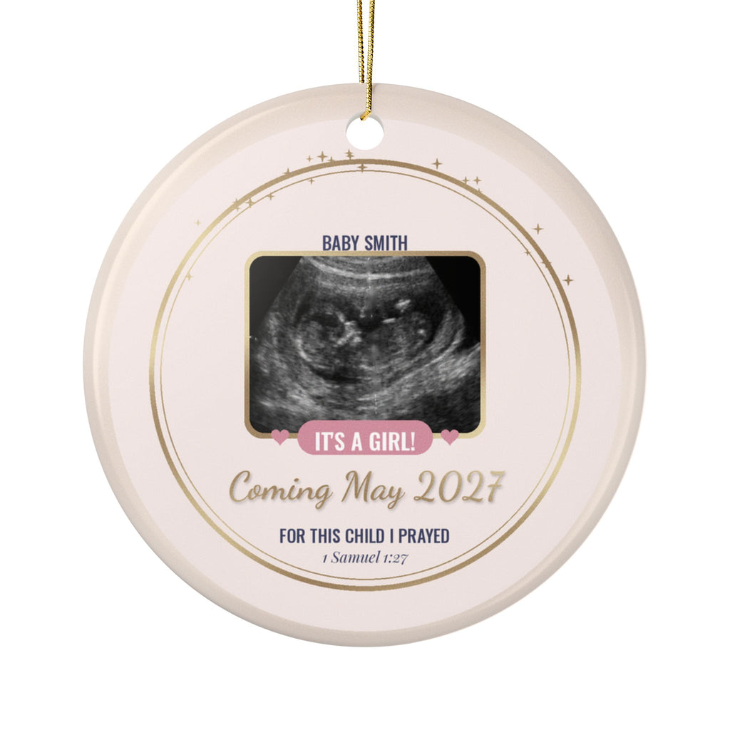 Sonogram Ornament, Pregnancy Announcement Christmas Ornament, It's a Girl or It's a Boy, Optional Heartbeat QR Code