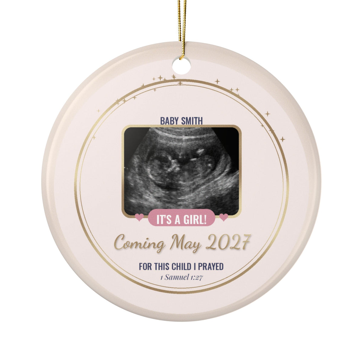Sonogram Ornament, Pregnancy Announcement Christmas Ornament, It's a Girl or It's a Boy, Optional Heartbeat QR Code