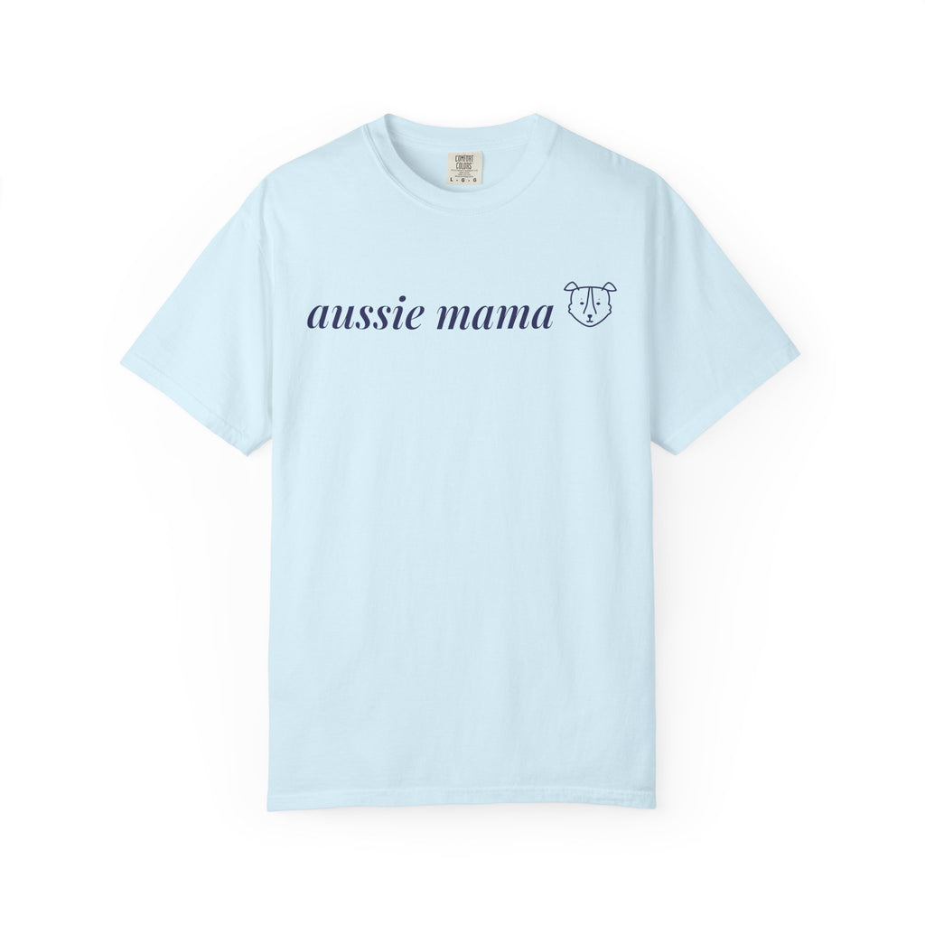 Aussie Mama Shirt, Comfort Colors Australian Shepherd Mom Tee, Cute Aussie Dog Face Line Art Gift, Minimalist Dog Mom T-Shirt