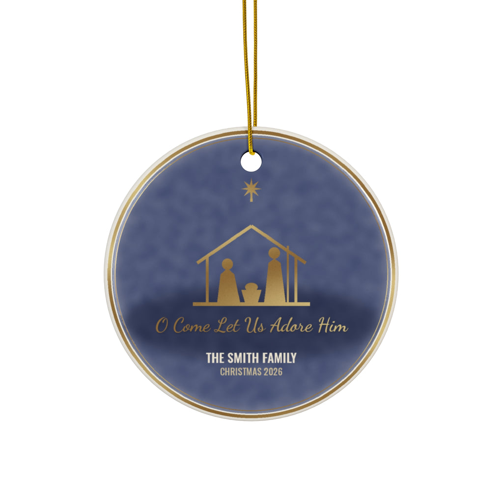 O Come Let Us Adore Him Ornament, Personalized Family Nativity Ornament 2026, Christian Christmas Ornament