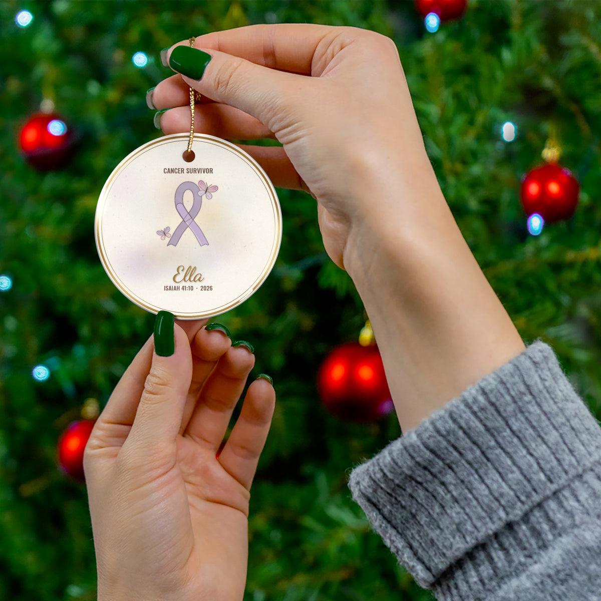 Personalized Cancer Survivor Christmas Ornament