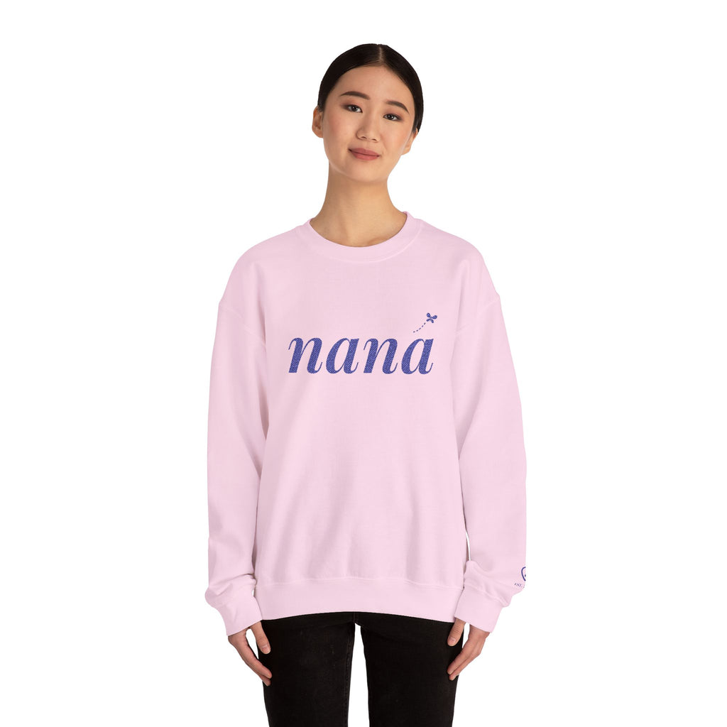 Personalized Nana Sweatshirt, Embroidered Nana Crewneck, Grandchild's Initial on Sleeve, Navy Thread, Grandma Christmas Gift
