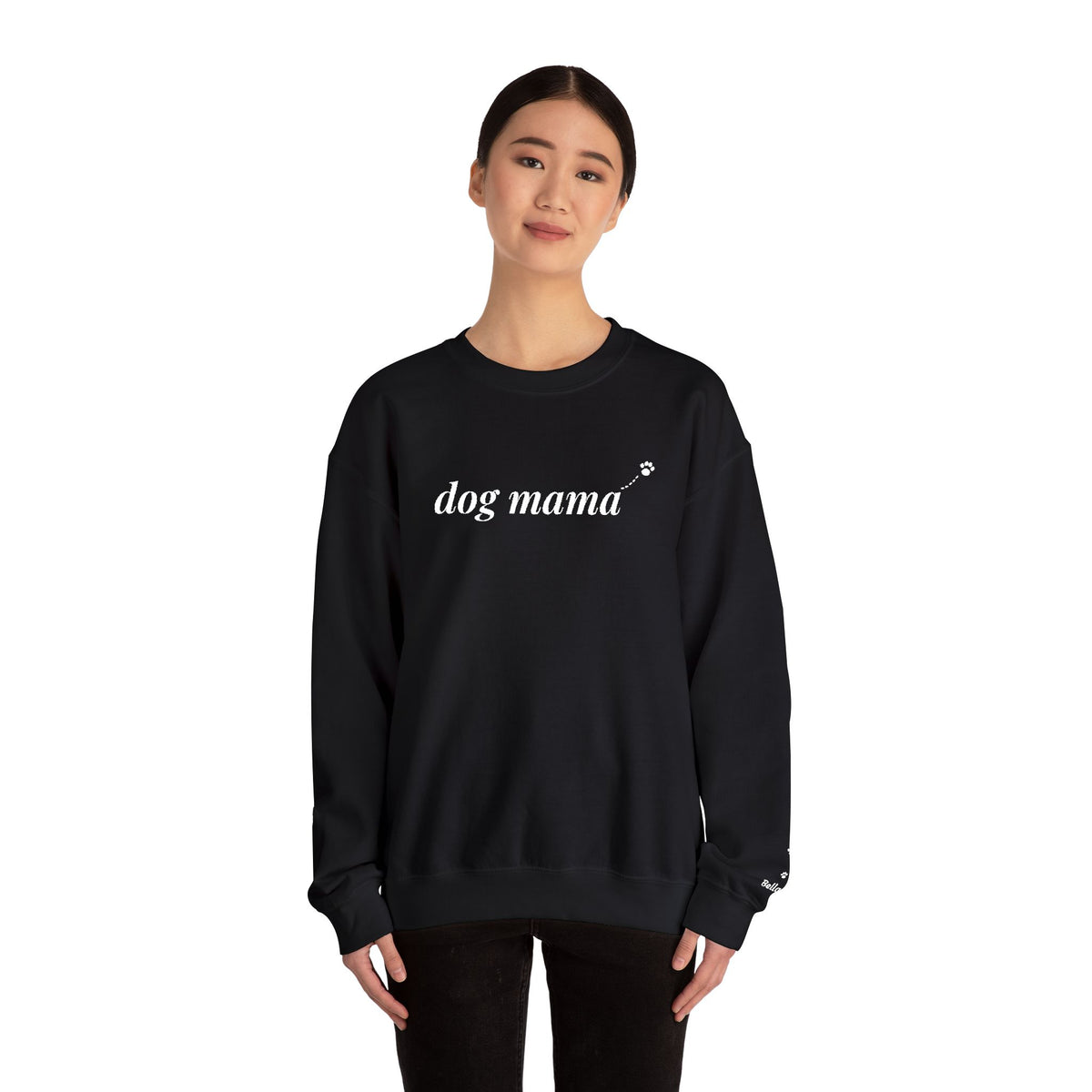 Dog Mama Sweatshirt, Personalized Dog Name on Sleeve, Embroidered Dog Mom Crewneck, Custom Pet Name Gift, Dog Lover Christmas Gift