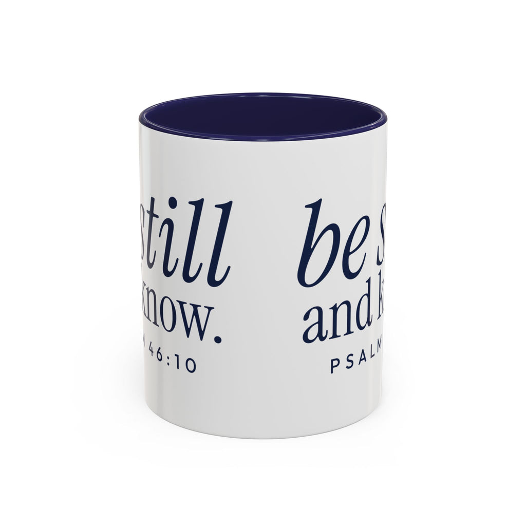 Be Still and Know Accent Mug | Psalm 46:10 Navy Christian Coffee Mug for Women | Faith Gift 11oz