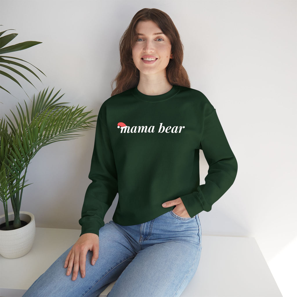 Christmas Mama Bear Sweatshirt, Embroidered Mama Bear Crewneck with Kids Names, Personalized Mom Christmas Gift, Santa Hat Bear Cub Sleeve