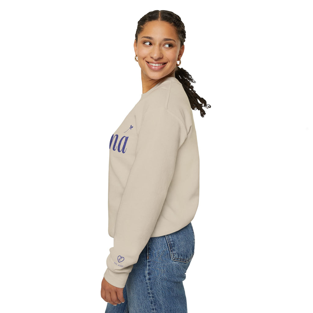 Personalized Nana Sweatshirt, Embroidered Nana Crewneck, Grandchild's Initial on Sleeve, Navy Thread, Grandma Christmas Gift